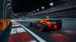 Red Bull F1 Car Racing at Singapore GP 2023